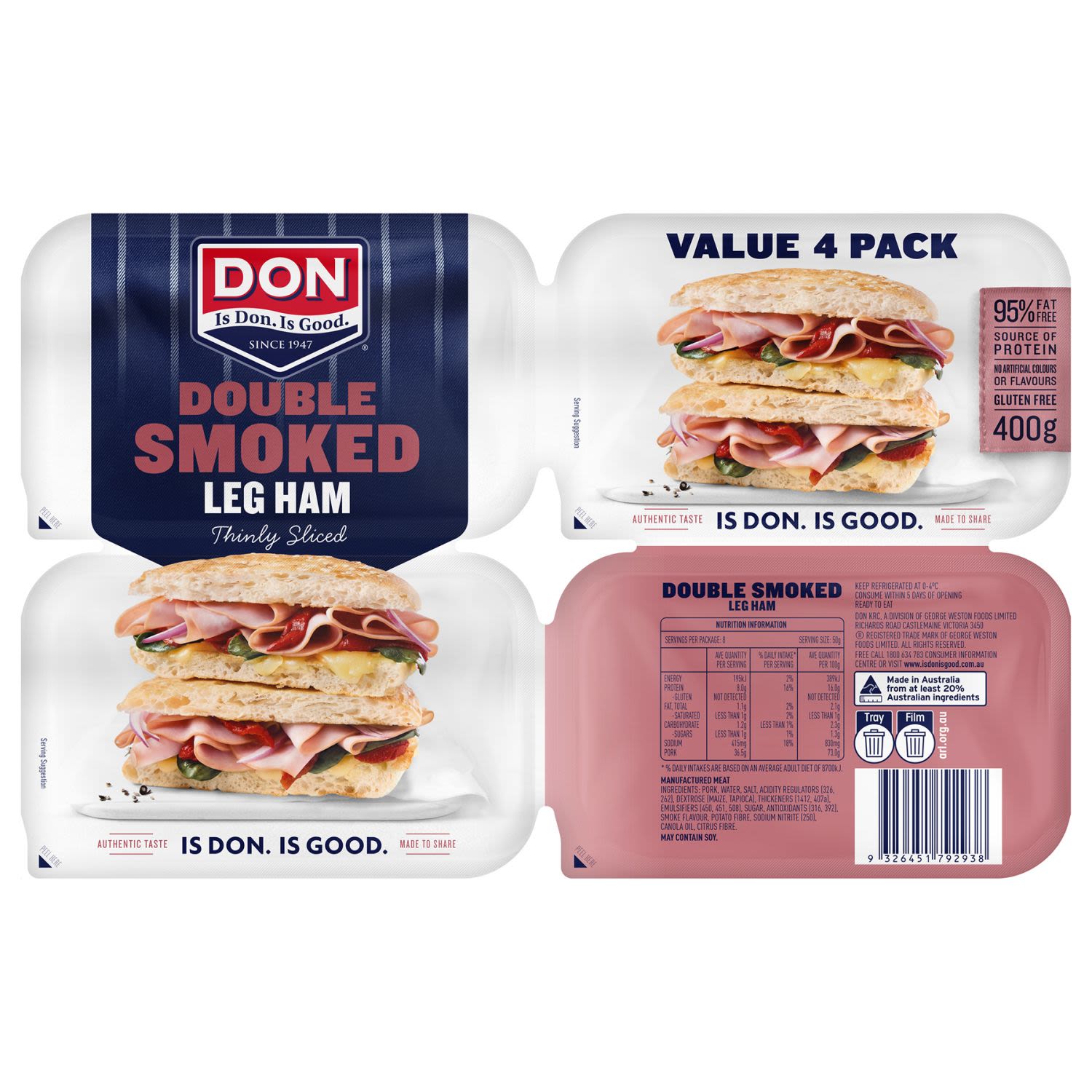 Don Double Smoked Ham 4x100g pk