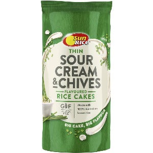 Sunrice Rice Cakes Thin Sour Cream & Chives 160g