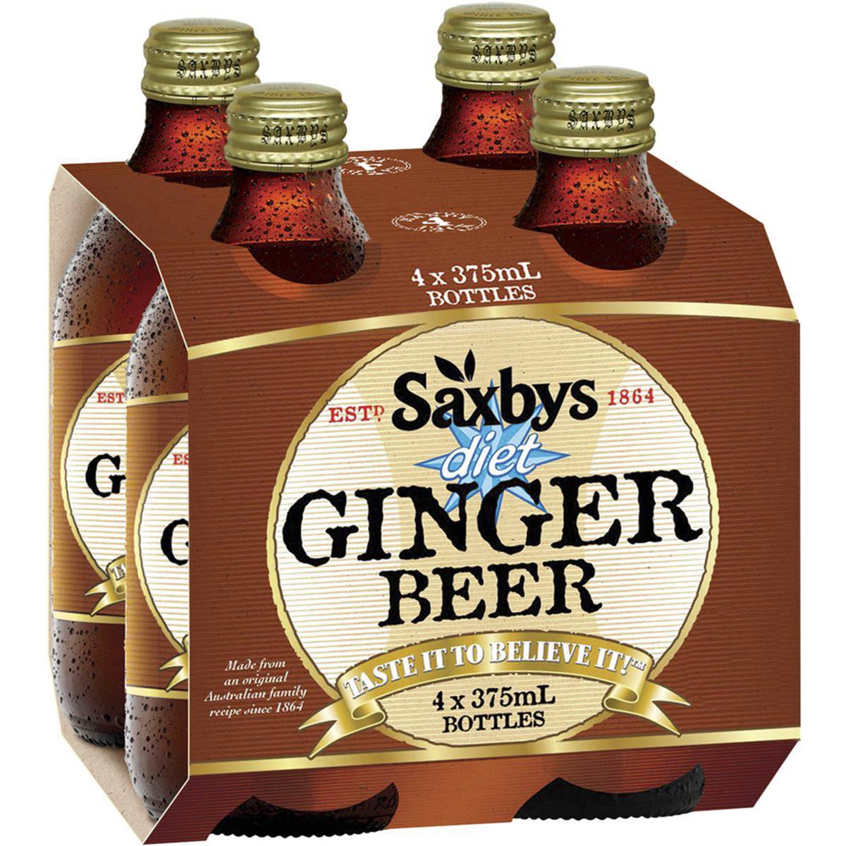 Saxby's Diet Ginger Beer 4x375mL