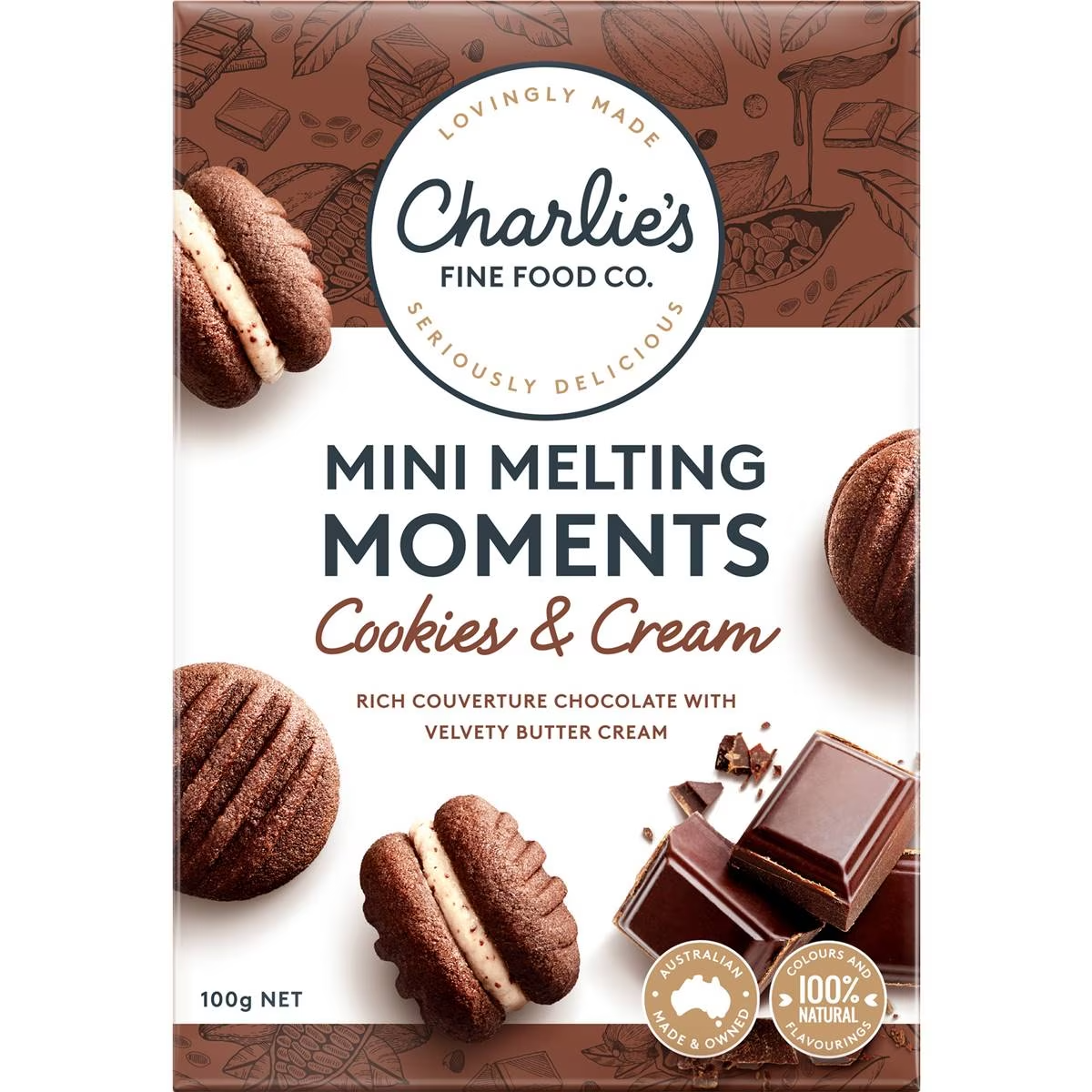 Charlies Cookies and Cream Melting Moments 100g