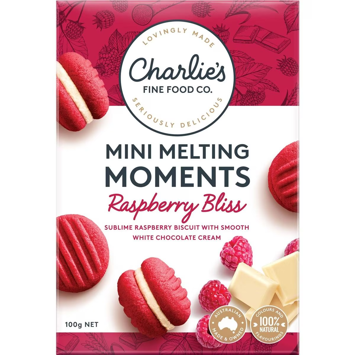 Charlies  Melting Moments Raspberry Bliss 100g