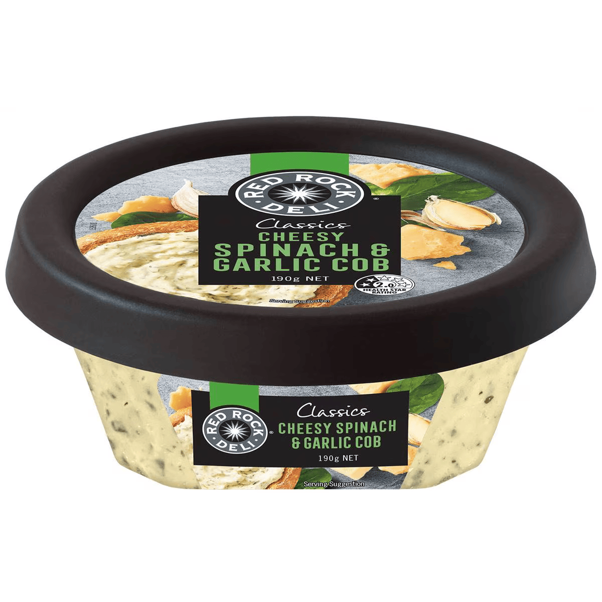 Red Rock Deli Cheesy Spinach & Garlic Cob Dip 190g
