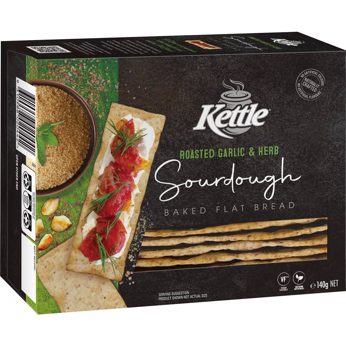 Kettle Sourdough Baked Flat Bread Roasted Garlic & Herb 140g