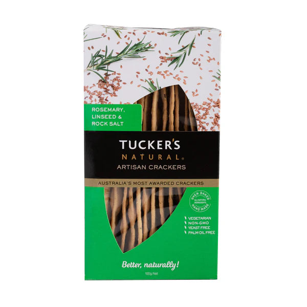 Tuckers Rosemary, Linseed & Rock Salt Artisan Crackers 100g