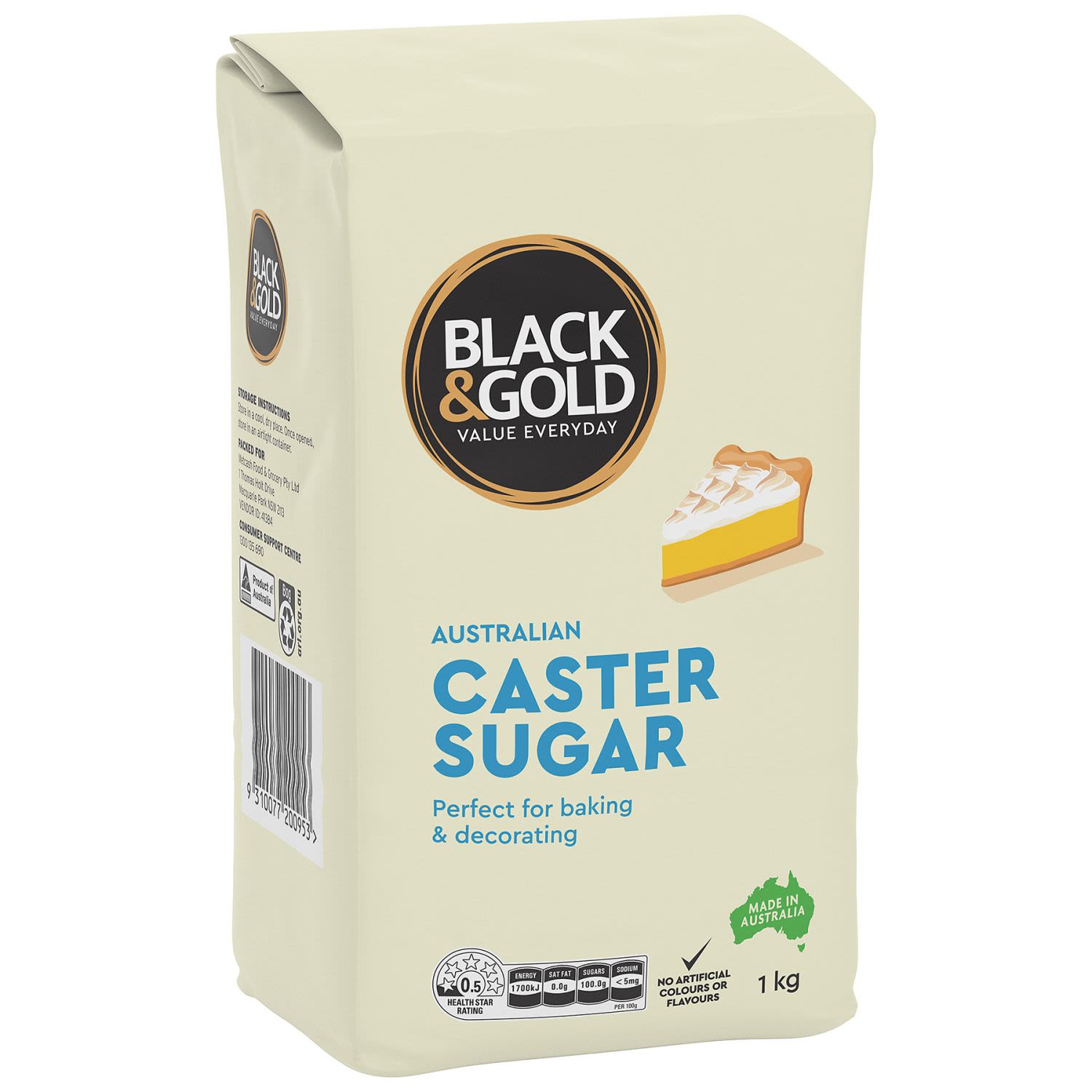 Black & Gold  Caster Sugar 1kg