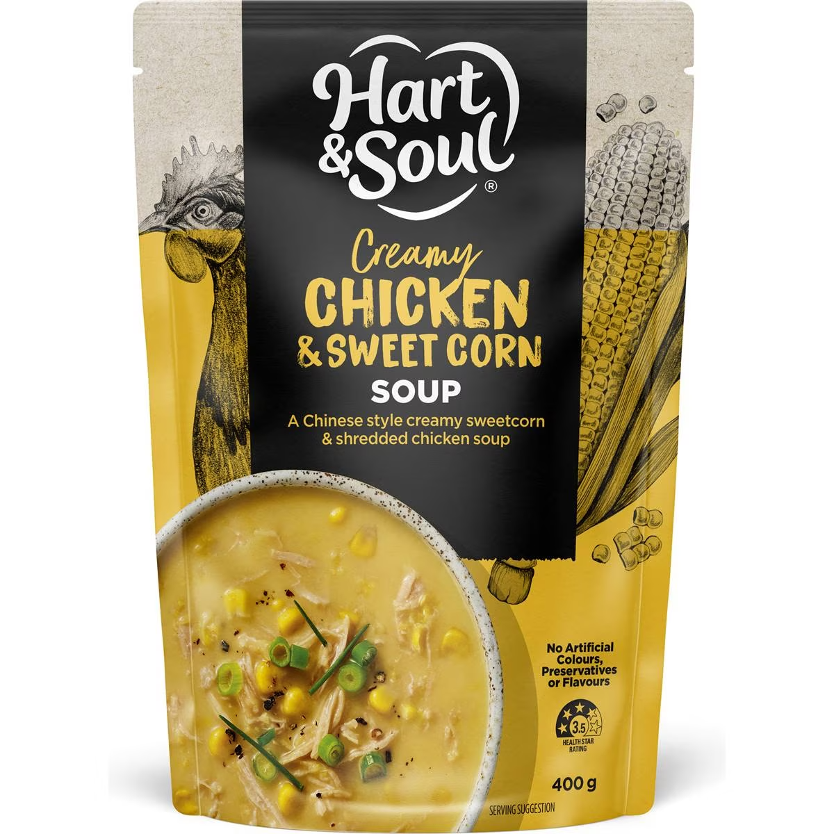 Hart & Soul Pouch Soup Chicken & Corn 400g