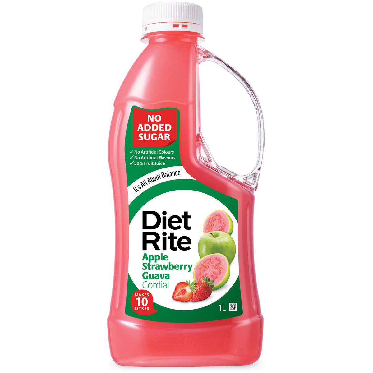 Diet Rite Apple Strawberry Guava Cordial 1L