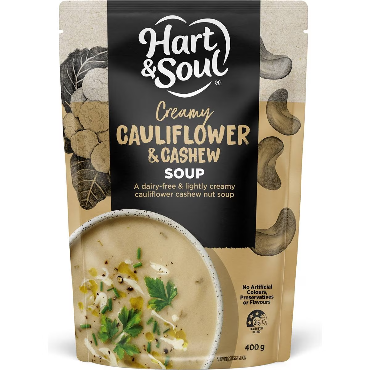 Hart & Soul Pouch Soup Cauliflower & Cashew 400g