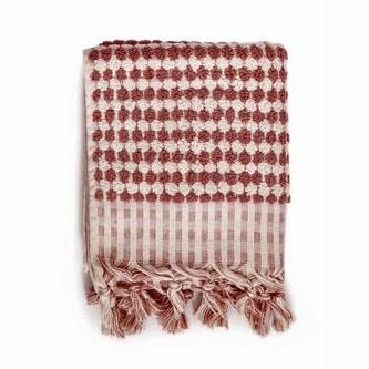 Miss April Towels Pompom Turkish Cotton Hand Towel - Rust