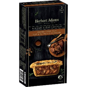 Herbert Adams Pies Chunky Slow Cooked Beef & Mushroom 2pk