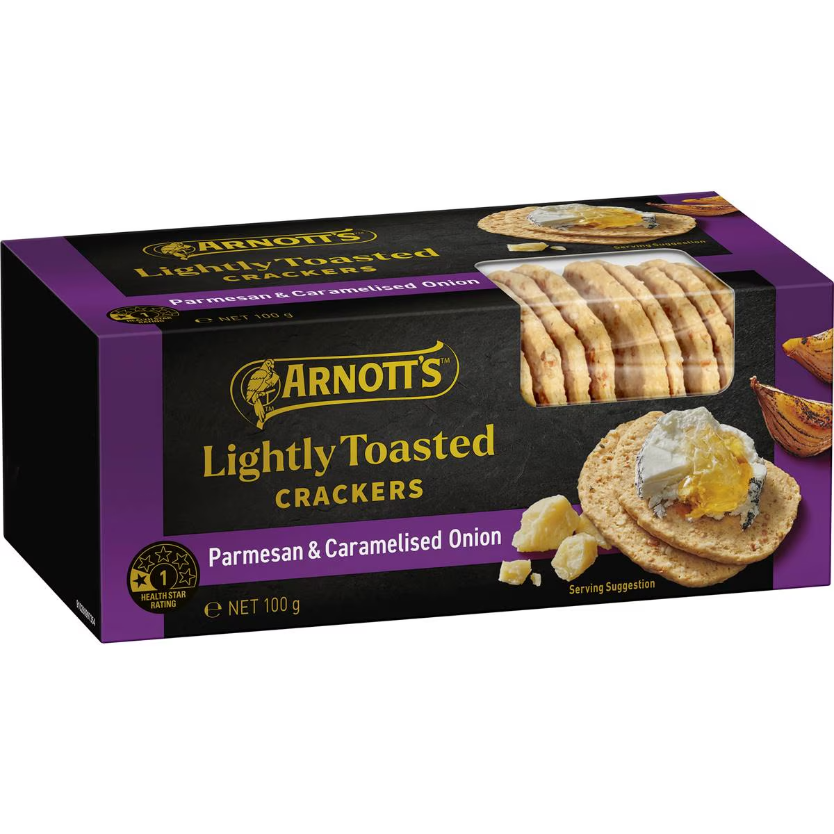 Arnott's Lightly Toasted Parmesan and Caramelised Onion Crackers 100g