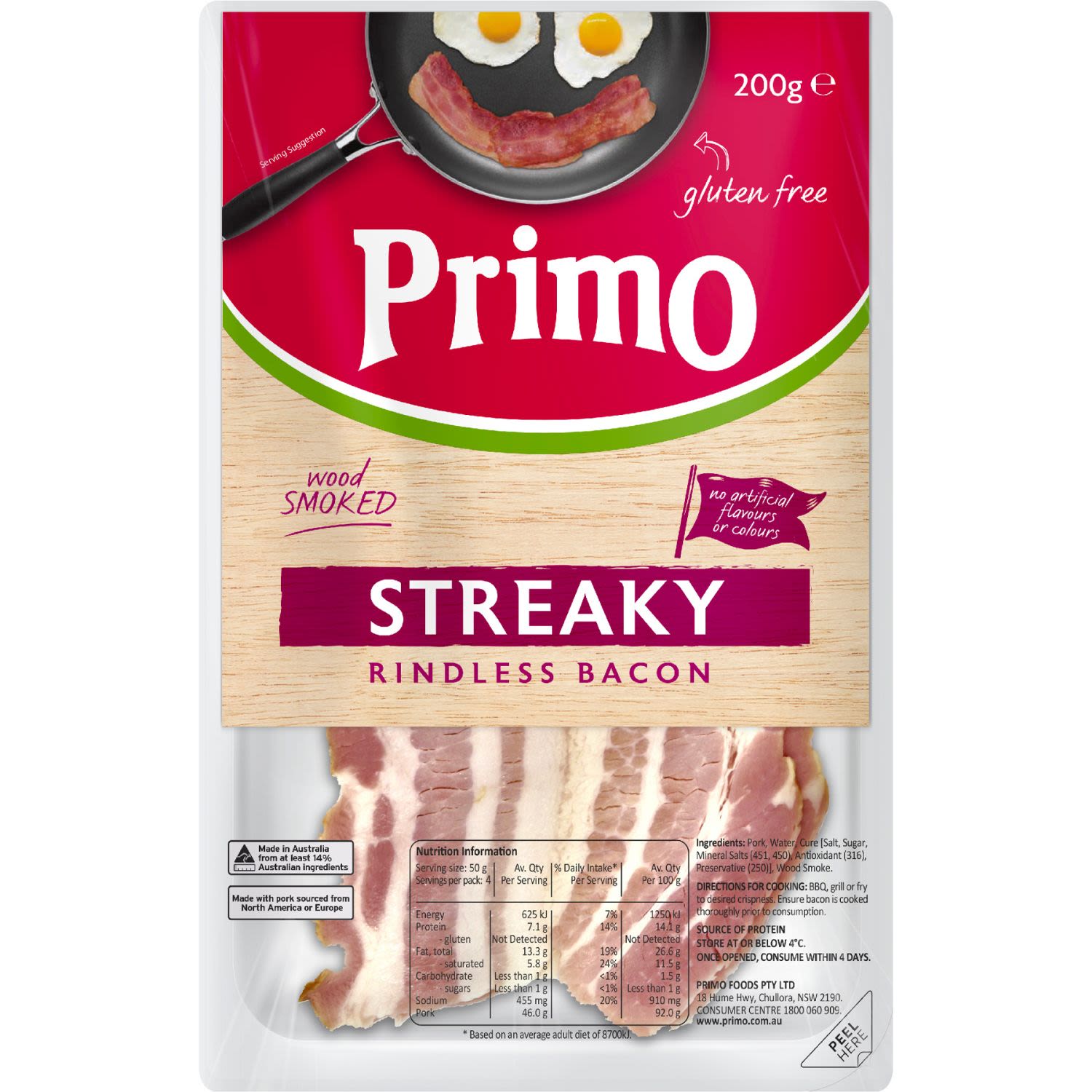 Primo Streaky Bacon 200g