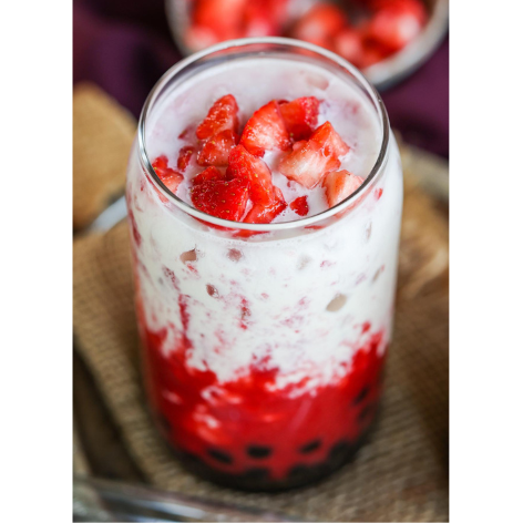 Fresh Strawberry Bubble Ice Tea