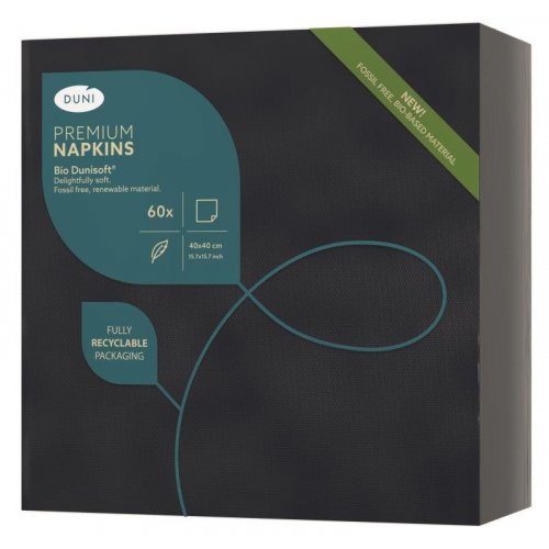 Napkin Bio Dunisoft 40cm Black 1/4 Fold 60pk