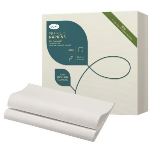 Napkin Bio Dunisoft 40cm White 1/4 Fold 60pk