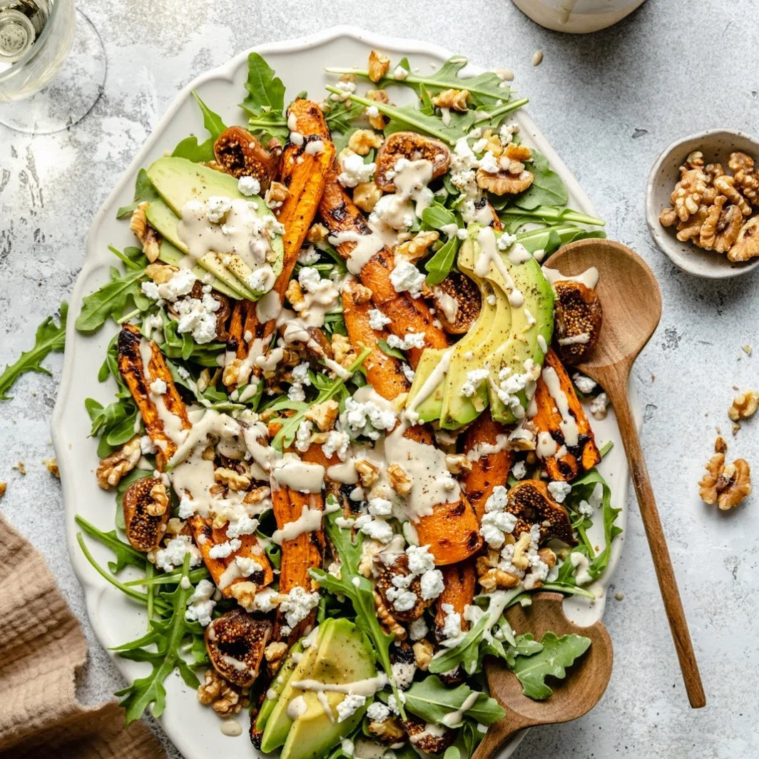 Entertaining Size Grilled Carrot and Fig Salad with Maple Dressing