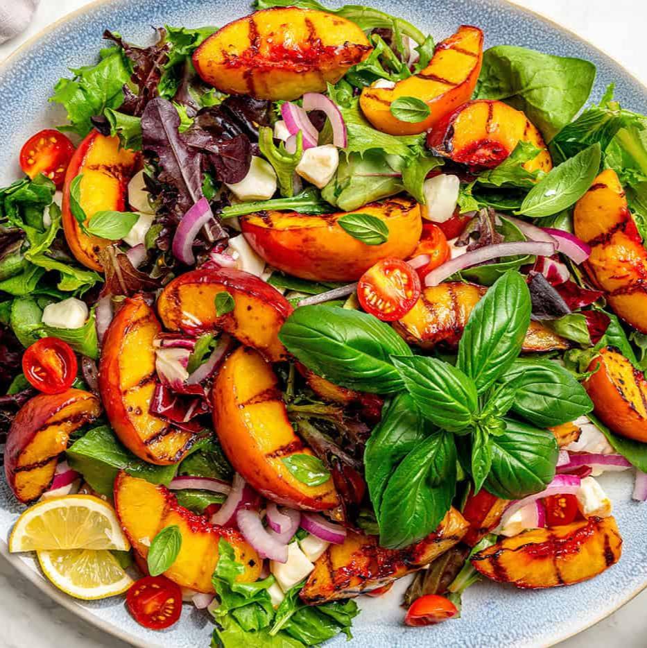 Grilled Peach, Basil & Mozzarella Salad - Entertaining Size