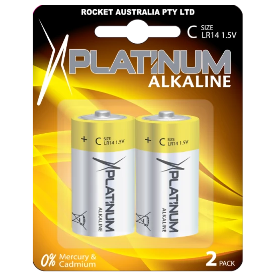 Platinum Alkaline C Batteries 2pk