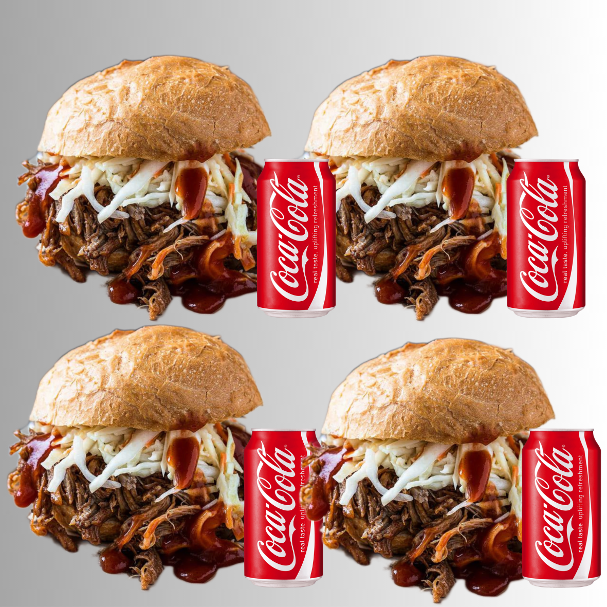 Family Deal - Texas-Style Pulled Beef & Coleslaw Rolls (4) & Drinks(4)