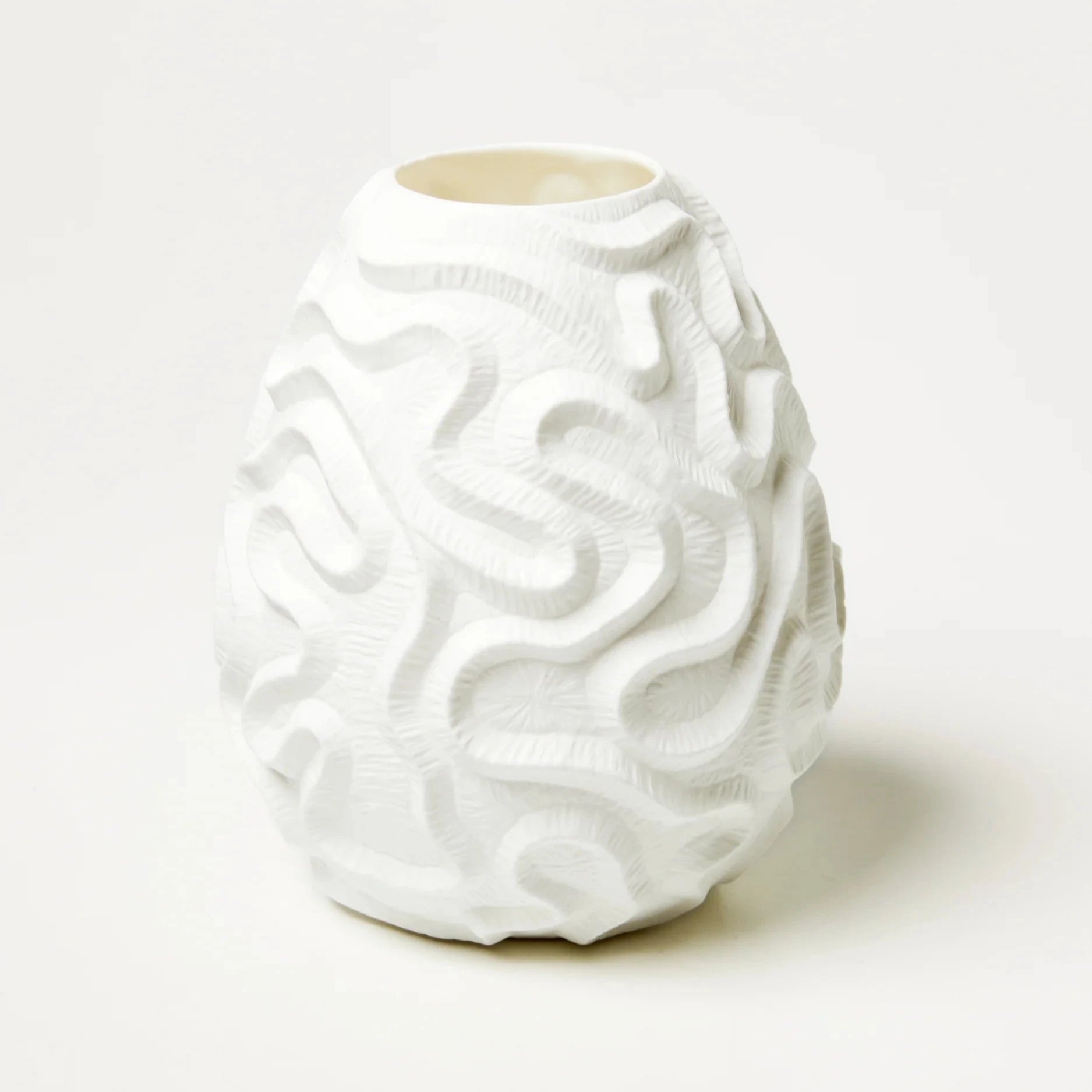 Jones & Co Coral Groove Vase White