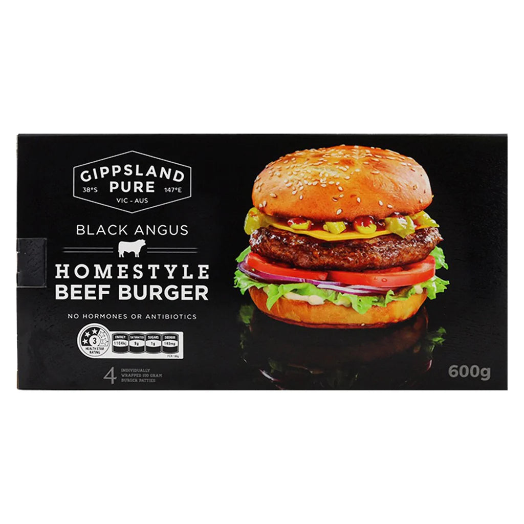 Gippsland Black Angus Homestyle Beef Burger (FROZEN) 150g - 4pk