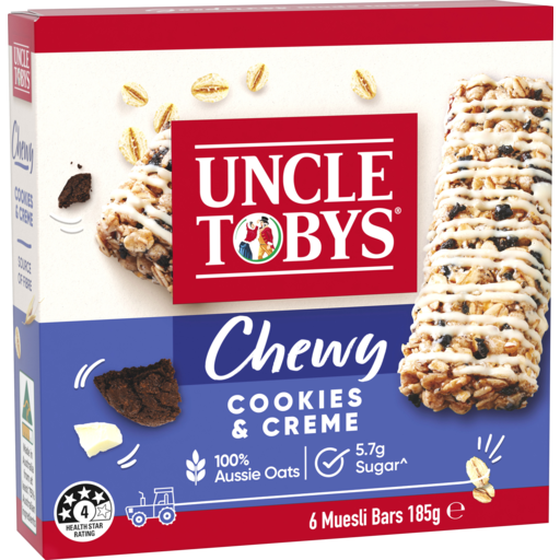 Uncle Tobys Muesli Bars Chewy Cookies&Creme 6pk