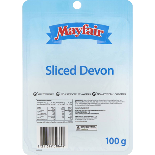 Mayfair Sliced Devon 100g