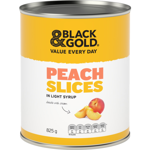 Black & Gold  Peach Slices in Syrup 825g