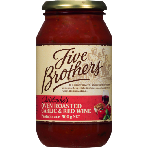 Five Brothers Roasted Garlic & Red Wine Pasta Sauce 500g