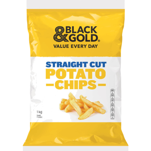 Black & Gold Frozen Straight Cut Chips 1kg