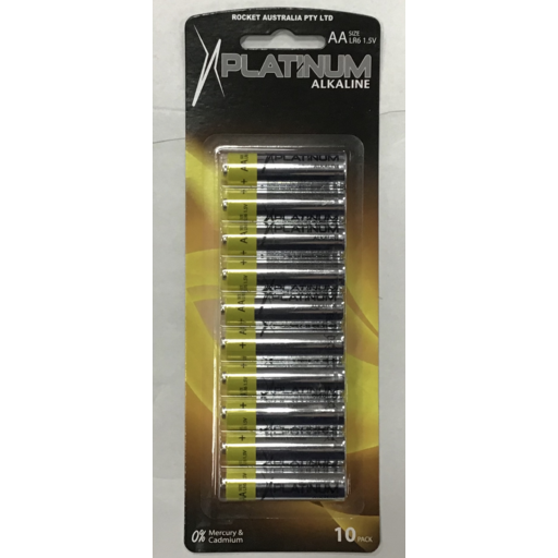 Platinum Alkaline AA Batteries 10pk