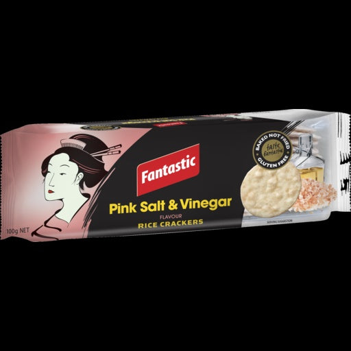 Fantastic Rice Crackers Pink Salt & Vinegar 100g