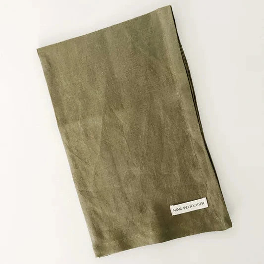 Mama and Tochter Pure French Linen Tea Towel Olive