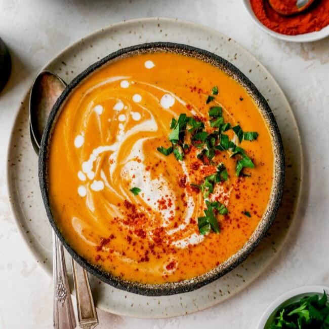 Easy Roast Sweet Potato & Apple Soup