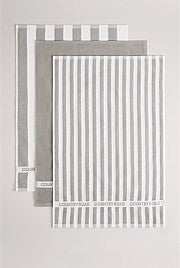 Country Road Stripe Cotton Tea Towel 3pk charcoal sand