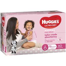 Huggies Nappies Size 6 Junior Girl 60pk