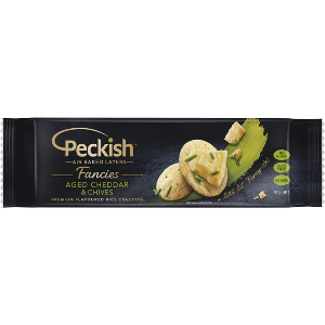 Peckish Fancies Aged Cheddar & Chives  Rice Crackers 90g