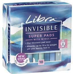 Libra Invisible Super Pads With Wings 12pk