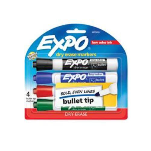 Expo Dry Erase Whiteboard Marker Bullet Tip Assorted 4 Pack