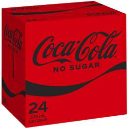 Coca-Cola No Sugar Multipack Cans 375ml 24pk