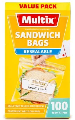 Multix Sandwich Bag Resealable 100pk