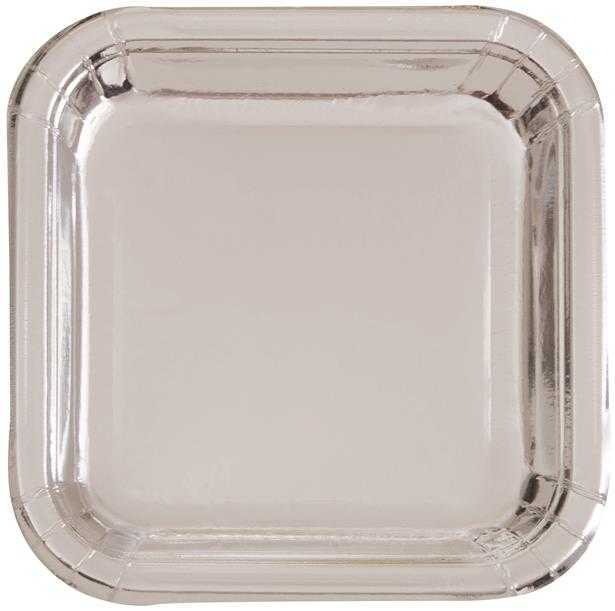 Estilo Silver Square Paper Snack Plate  50 pk