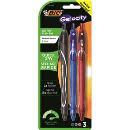 Bic Gel-ocity Pro Quick Dry Pens Assorted 3 pack