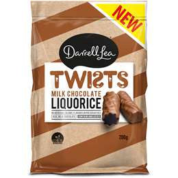 Darrell Lea Milk Chocolate Liquorice Twists 200g