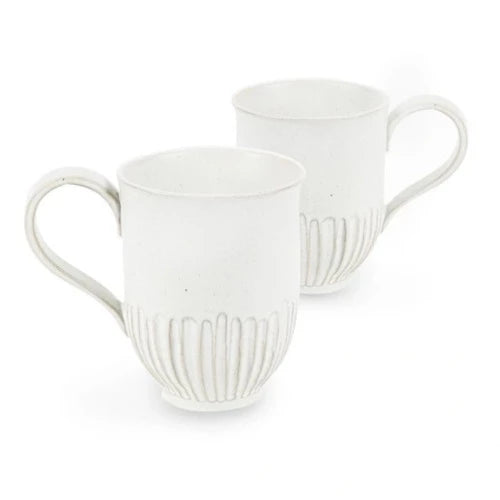 White Crafted 400ml Mug Set 2