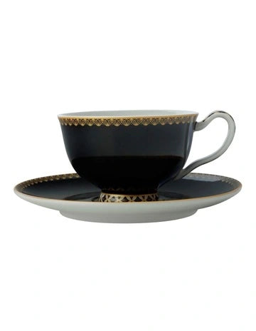 Teas & C's Classic Footed Cup & Saucer 200ML Black Gift Boxed