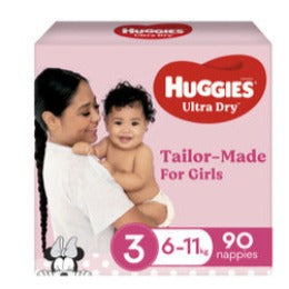 Huggies Nappies Crawler Girl Size 3 - 90 pk