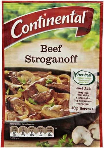 Continental Beef Stroganoff Recipe Base 40g