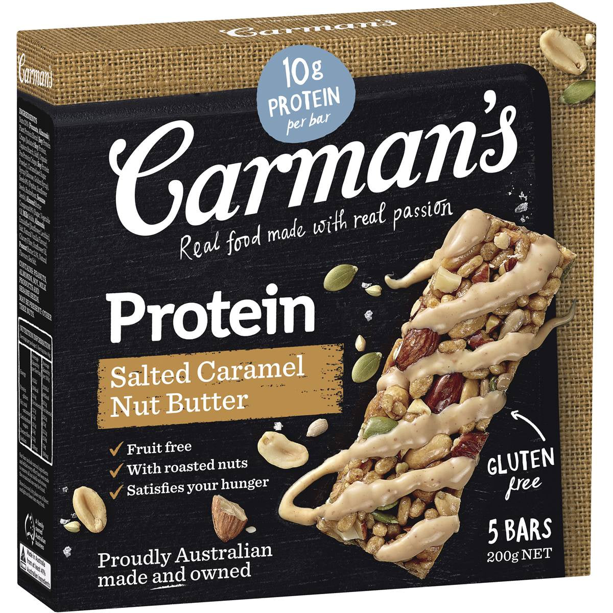 Carman's Gourmet Protein Bars Salted Caramel Bars 200g