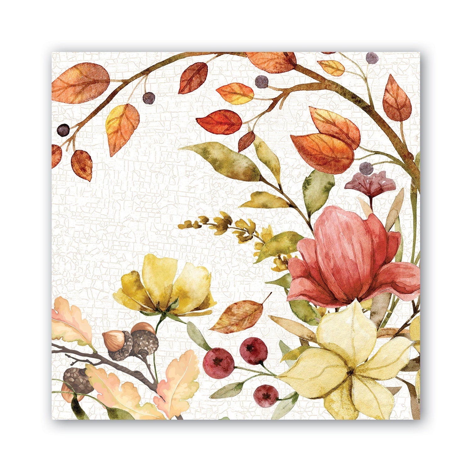 Michel Design Fall Leaves & Flowers Luncheon Serviettes 20pk